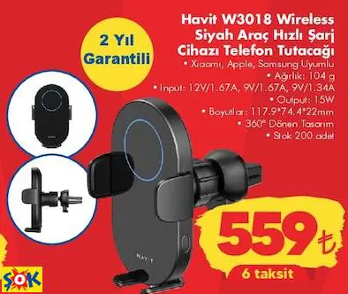 HAVİT W3018 WİRELESS SİYAH ARAÇ HIZLI ŞARJ CİHAZI TELEFON TUTACAĞI HAVİT W3018 WİRELESS SİYAH ARAÇ HIZLI ŞARJ CİHAZI TELEFON TUTACAĞI